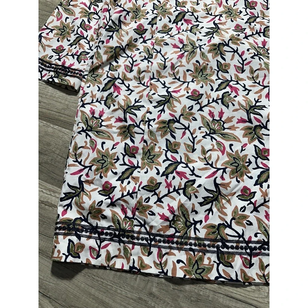 Tory Burch Women's Printed 3/4 Sleeve Tunic Mini Dress‎ Floral Size 12